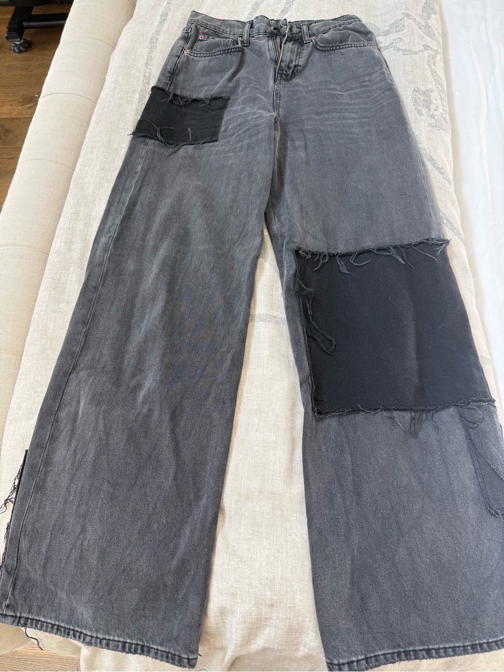 Urban Outfitters Black Wide-Leg Patchwork Jeans